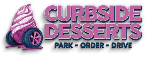 Curbside Desserts logo with ice-cream cone with wheels